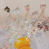 7 gatti e donna in vetro di Murano 