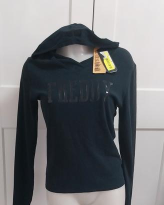 Top Freddy nero con cappuccio e logo lucido - XS (