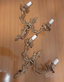 Coppia di applique vintage in Bronzo dorato