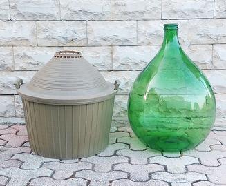 Damigiana Vetro Verde 54 Litri con Cesto