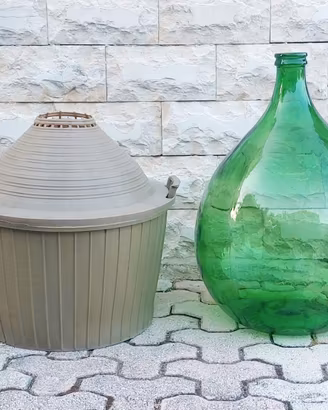 Damigiana Vetro Verde 54 Litri con Cesto