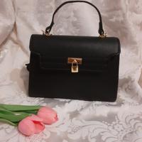 borsa pelle nera con tracolla nuova 