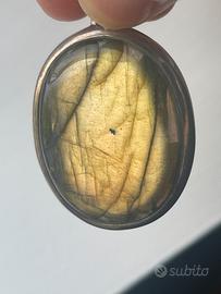 Ciondolo grande in Labradorite naturale e Argento