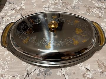 Piatto da portata con coperchio Giorinox inox+oro