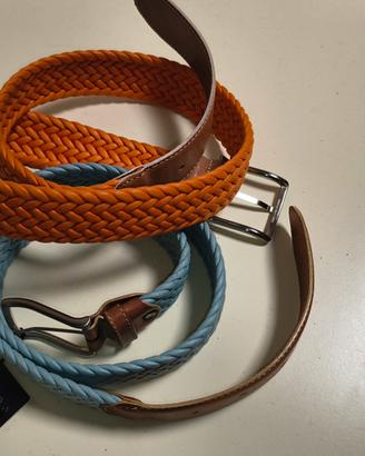 Cinture Cesare Viancini intrecciate 1blu e 1aranci