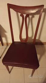 6 sedie in legno con seduta in pelle