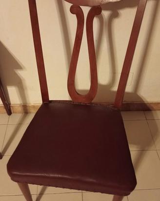 6 sedie in legno con seduta in pelle