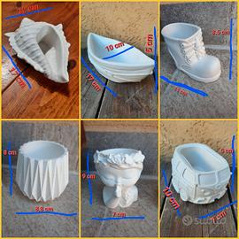 vasetti in gesso varie forme 