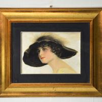 Dipinto ritratto femminile, firma T. curbella '900