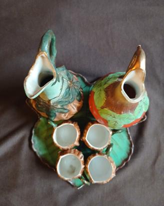 Set Liquore Ceramica Anni 70 Caraffa Bicchierini