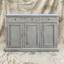 Credenza in legno massello azzurro antico patinato