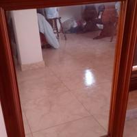 Specchio Rettangolare con Cornice in Legno e Cimas