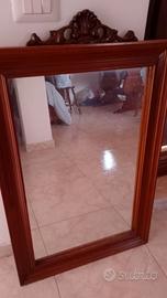 Specchio Rettangolare con Cornice in Legno e Cimas