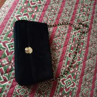 borsa in pelle nera scamosciata