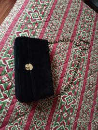 borsa in pelle nera scamosciata