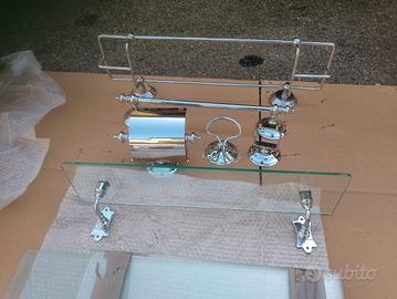 Set Bagno Designer lega ottone argentato 