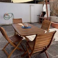 Tavolo Acacia 150x80cm Richiudibile Sedie a parte 