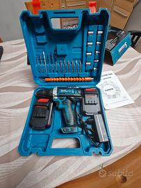 trapano a percussione avvitatore con 2 batterie