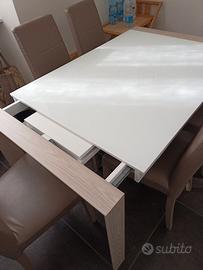 Tavolo rettangolare allungabile con 6 sedie