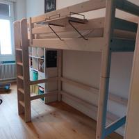 Letto Flexa a soppalco, bianco, in pino massiccio