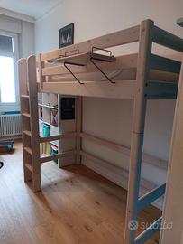 Letto Flexa a soppalco, bianco, in pino massiccio