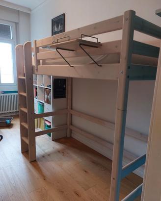 Letto Flexa a soppalco, bianco, in pino massiccio