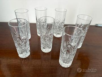 Set di 7 bicchieri vintage long drink in cristallo
