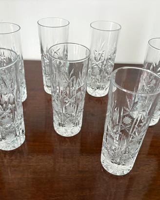 Set di 7 bicchieri vintage long drink in cristallo