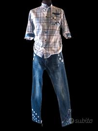 Set Due Pezzi "Boho Blue" con Bottoni Decorativi

