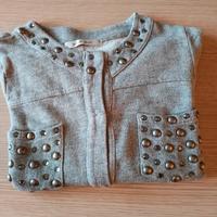 Giacchetta in pile grigio perla con strass tg XS