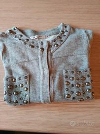 Giacchetta in pile grigio perla con strass tg XS