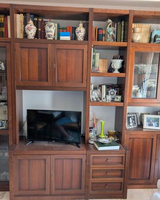 Parete attrezzata / Libreria in legno color noce