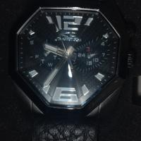 orologio chronotech nero in pelle