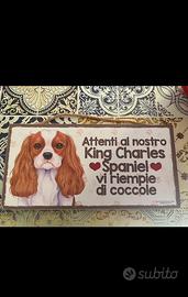 Cartello decorativo in legno king Charles spaniel
