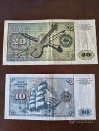 banconote da 20 e 10 Deutsche  Mark