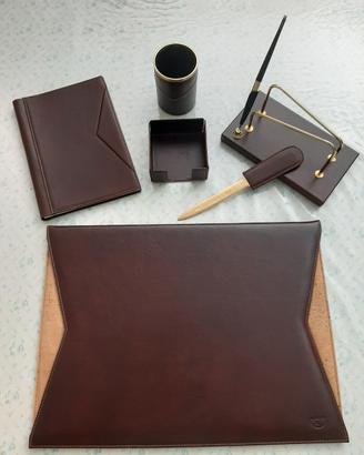 set da scrivania in pelle 