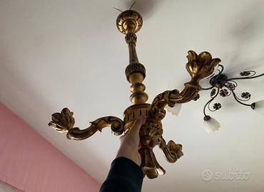 Lampadario foglia oro