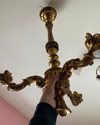 Lampadario foglia oro