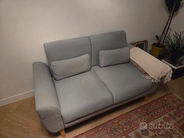 Divano 2 posti tessuto naturale piedi in quercia