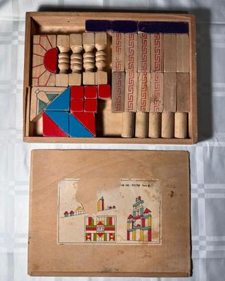 giocattolo costruzioni in legno vintage