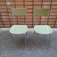 Sedie in formica verde e metallo anni '60