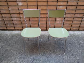 Sedie in formica verde e metallo anni '60