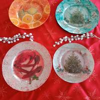 piatti decorati con tecnica decoupage