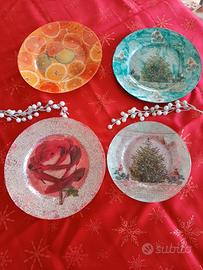 piatti decorati con tecnica decoupage