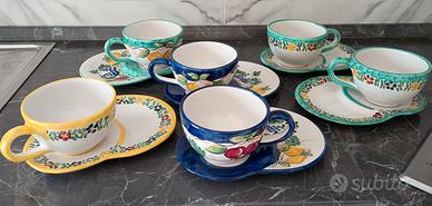 SERVIZIO 6 TAZZE LATTE + PIATTO CERAMICA VIETRESE