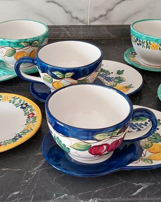 SERVIZIO 6 TAZZE LATTE + PIATTO CERAMICA VIETRESE