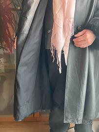 cappotto donna nero vera pelle collo/polsi pelo