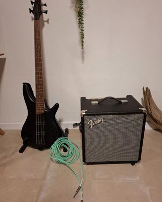 Basso Ibanez SR300EB e ampli Fender Rumbles 25