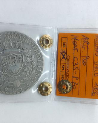 Moneta in argento 5 lire 1826 Carlo Felice
