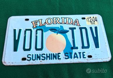 Targa auto vintage americana Stato della Florida